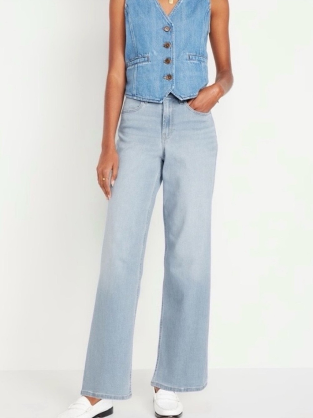 Old Navy WOW Wide Leg Jeans  Light Wash Flare Trousers Women’s Size 8 TALL